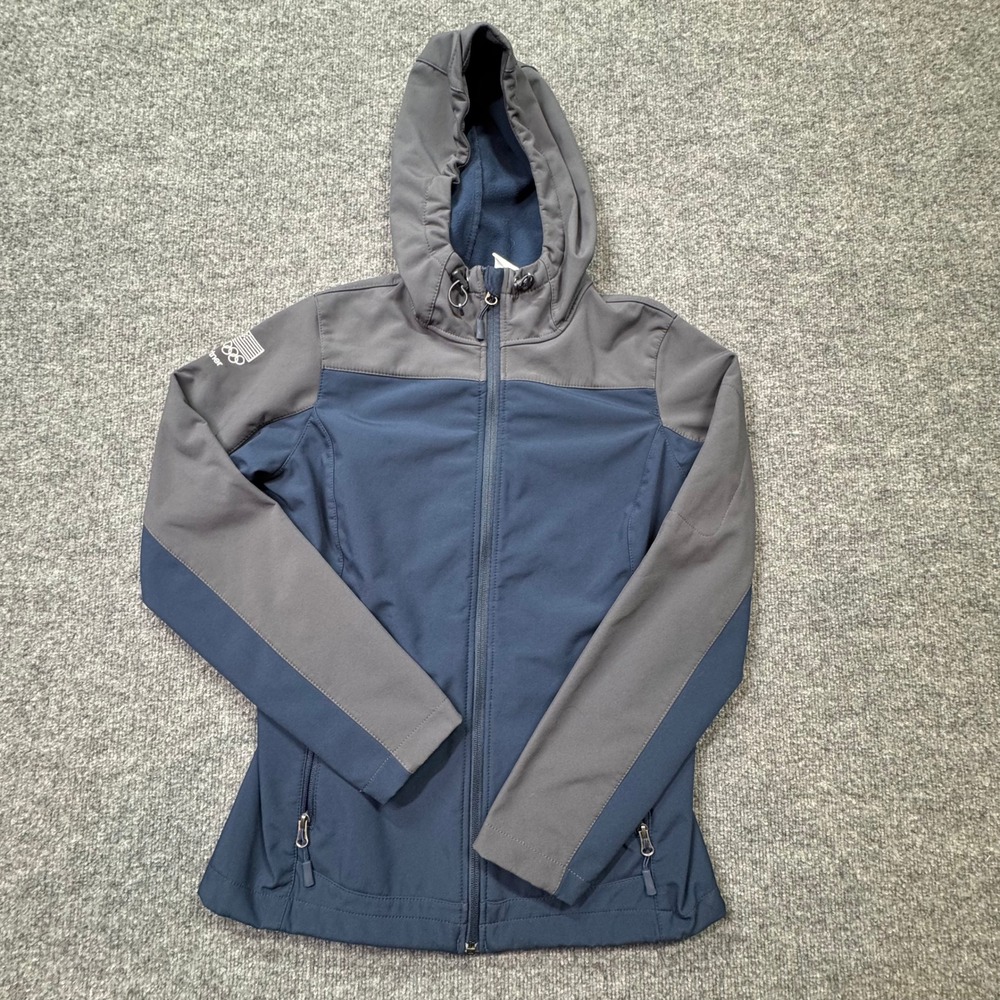 Olympic Team USA Softshell Jacket Womens L Navy Grey Official Partner Athletic